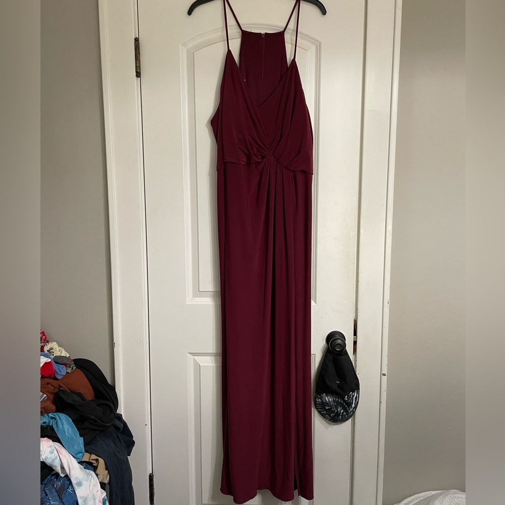 David’s Bridal Burgundy Bridesmaid Dress